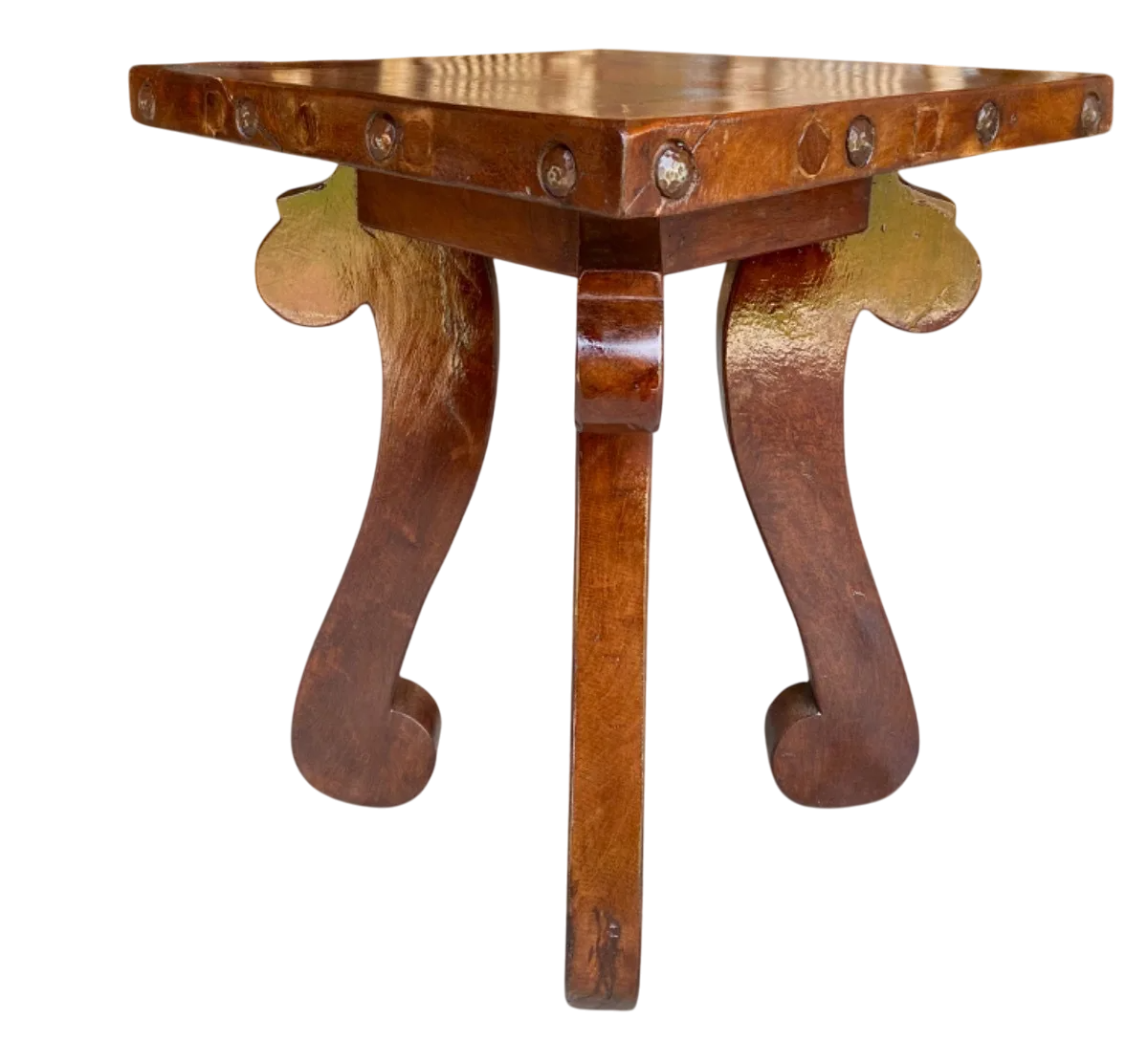 Antigua Y Original Mesa Lateral En Madera De Mezquite. Marrón Claro