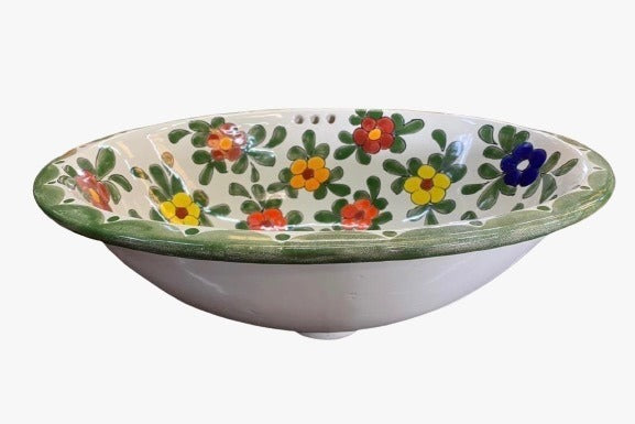 Beautiful Oval Sink in Fine Talavera, Antique Style.