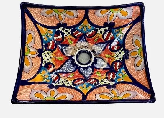 Rectangular Talavera Fine Antique Style Countertop Sink