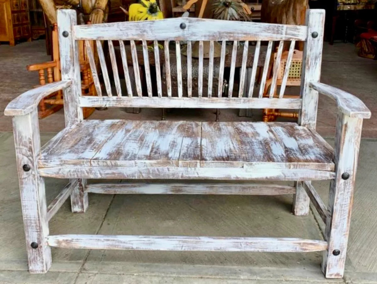 Sustainable Handmade Bench for 2 People in Vintage Style.