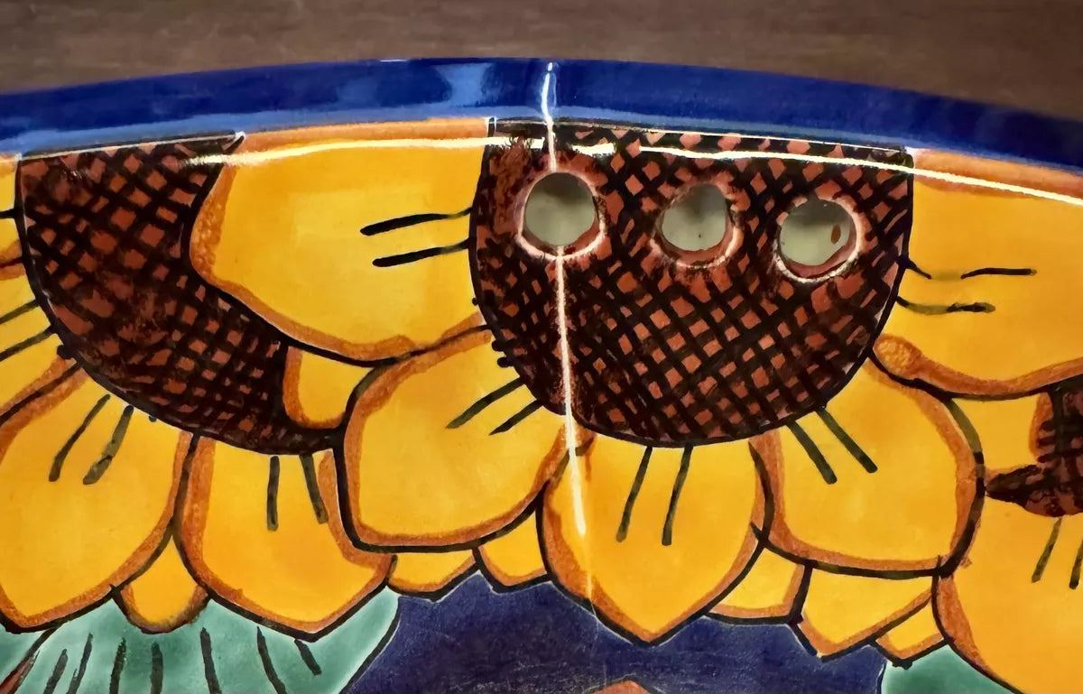 Lavabo Artesanal De Talavera Fina Estilo Antiguos Girasoles.