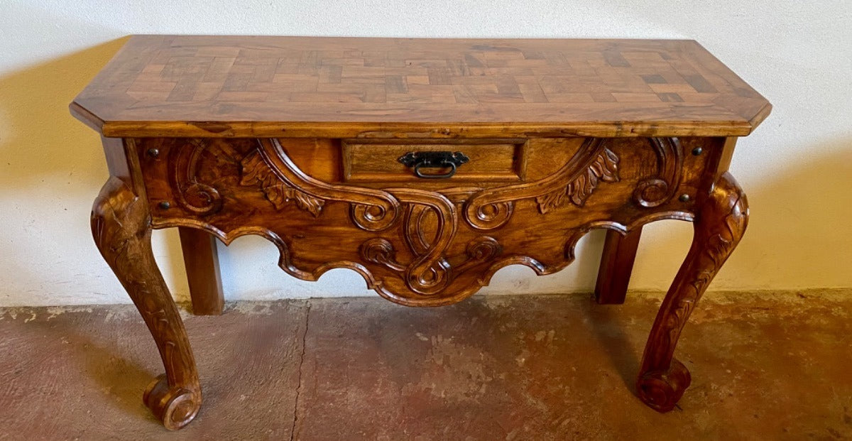 Mesquite Wood Carved Credenza in Ancient Conquest Style