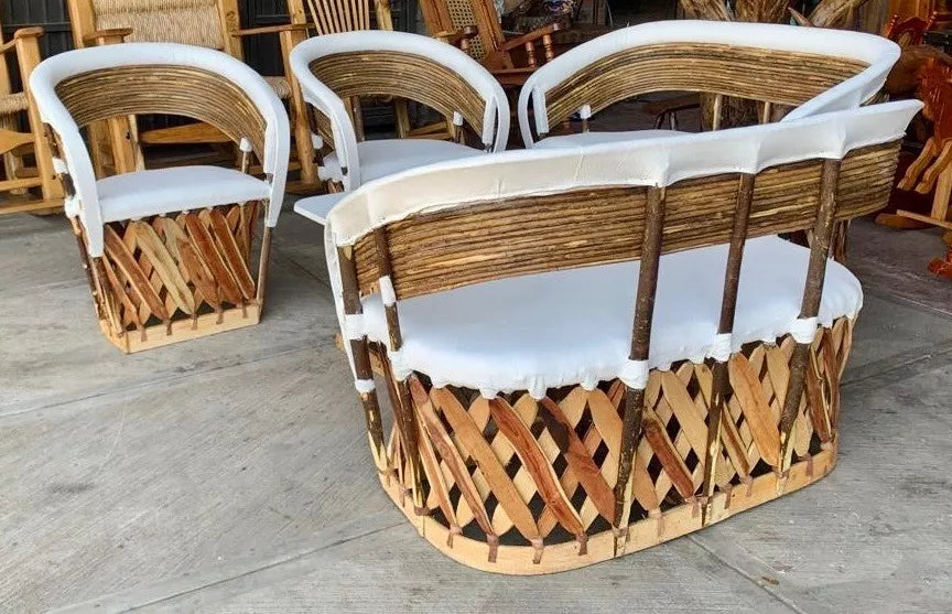 Large Handcrafted Room Made of Equipal Wood and Leather in Antique Style