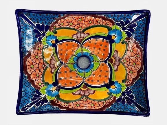 Rectangular Talavera Countertop Sink Antique Style M135