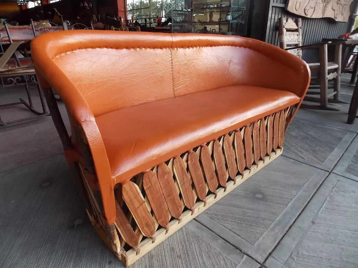 Beautiful Handcrafted Room Made of Equipal Wood and Leather in Antique Style