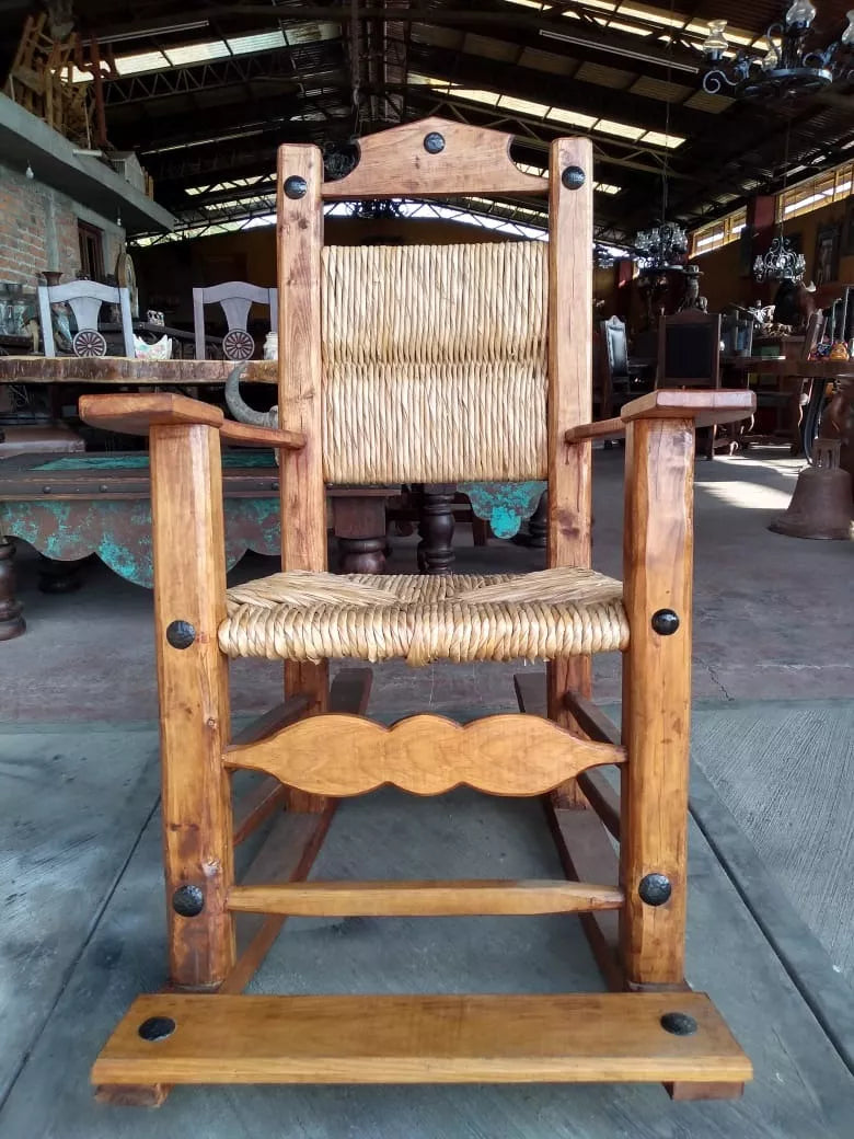 Strong Rocking Bench, Wood and Tulle. Antique Style