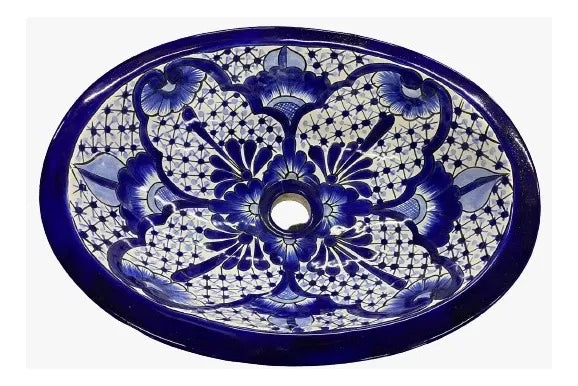 Small Oval Sink in Fine Talavera Antique Style Mod A22
