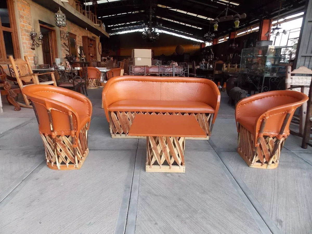 Beautiful Handcrafted Room Made of Equipal Wood and Leather in Antique Style