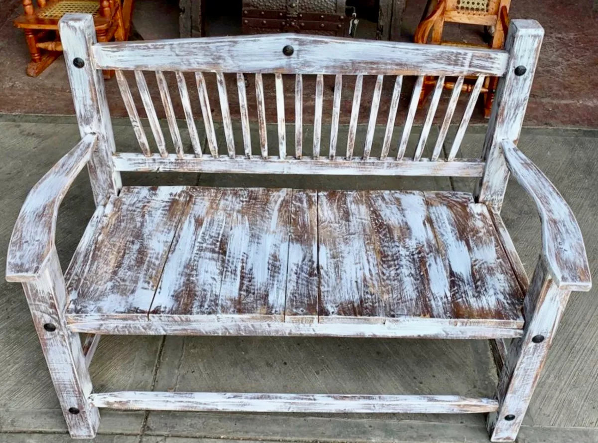 Sustainable Handmade Bench for 2 People in Vintage Style.