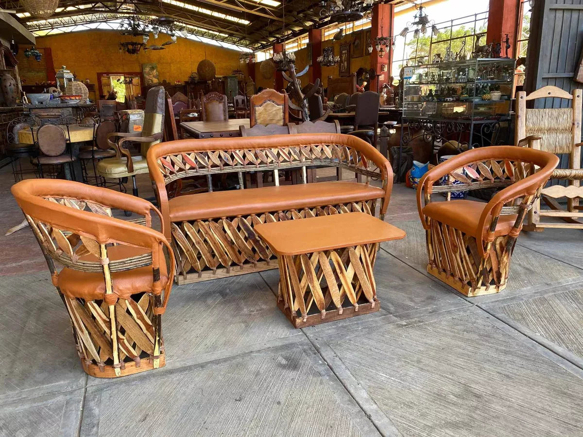 Equipal Handcrafted Room Made of Wood and Leather in an Antique Style.