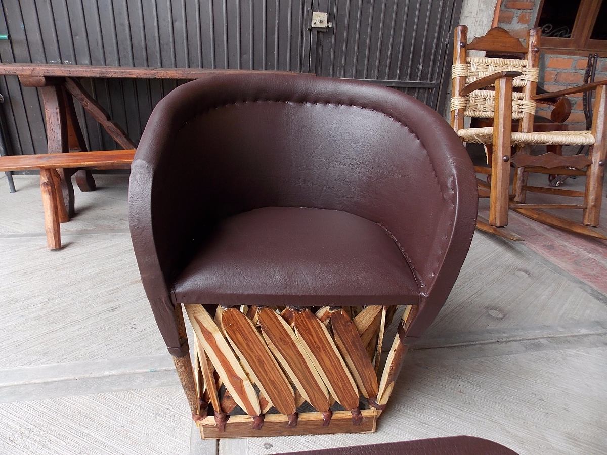 Antique Style Wood and Leather Equipal Handcrafted Room.