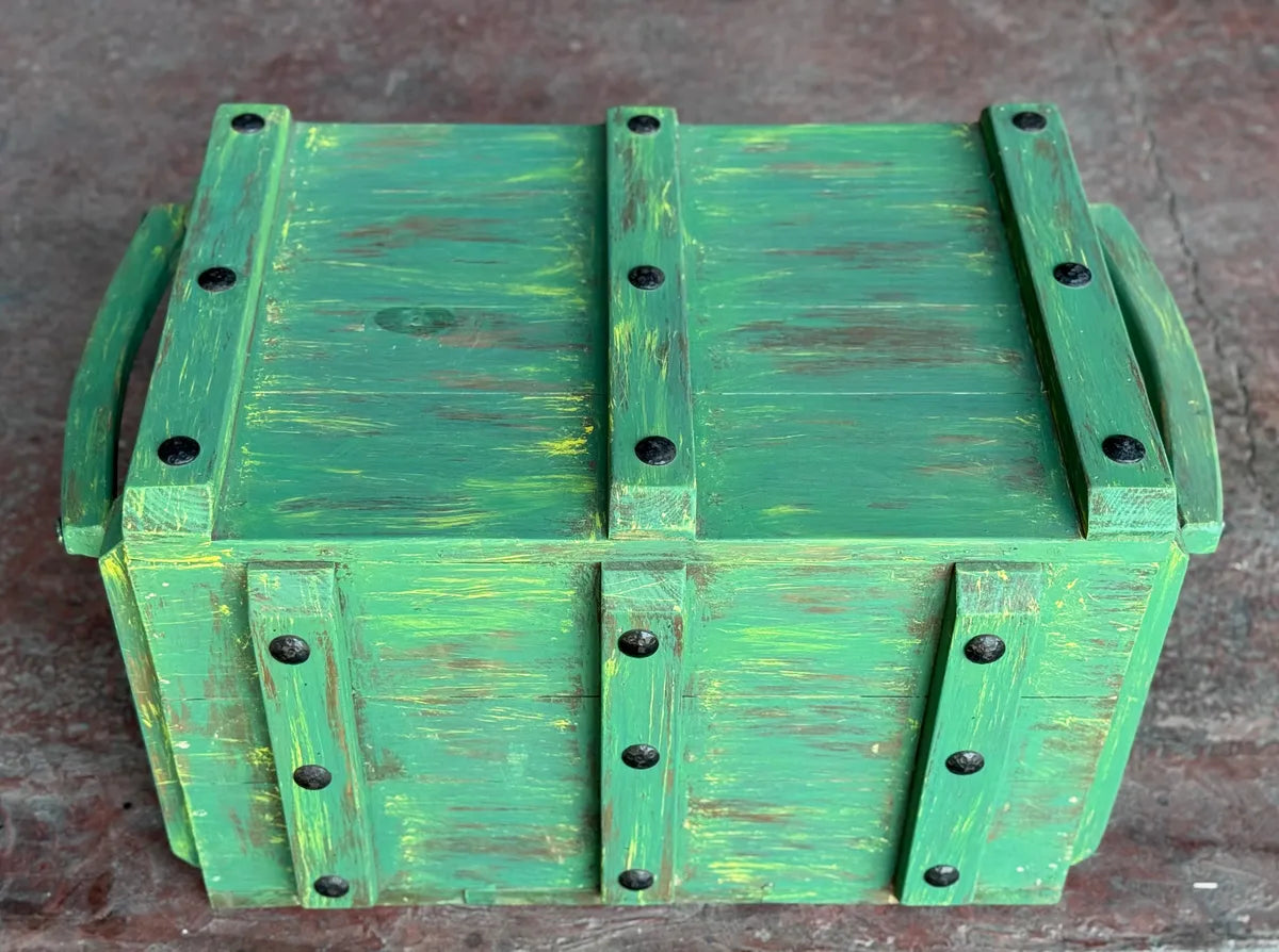 Baúl De Madera Vintage Estilo Ferrocarril Antiguo