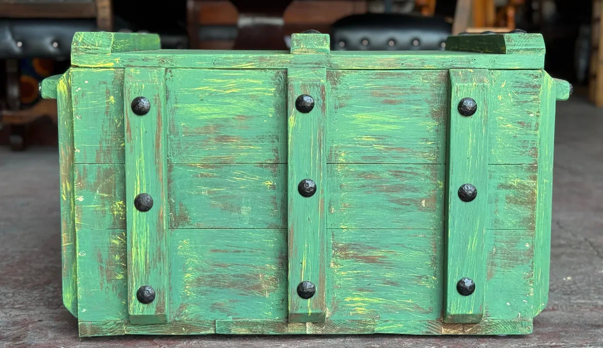 Baúl De Madera Vintage Estilo Ferrocarril Antiguo
