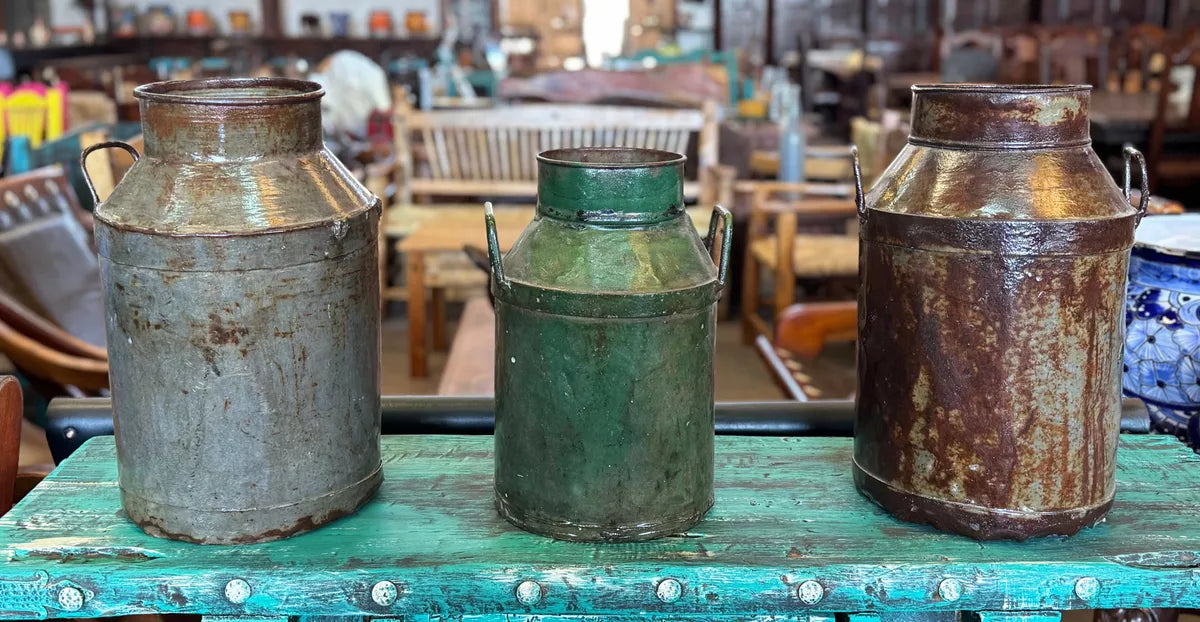 Antique and Original Milk Cans. 3 Pieces