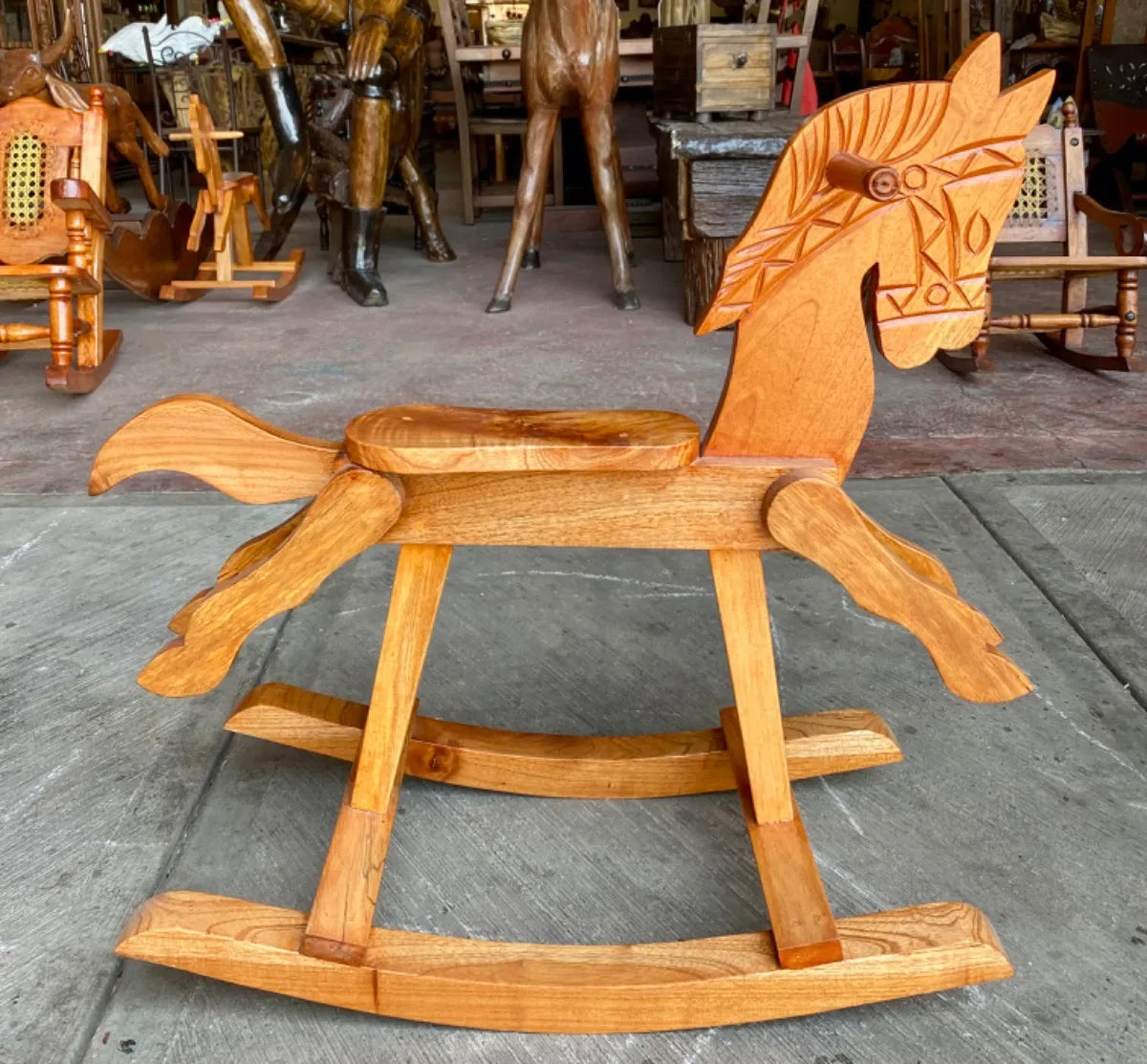 Bello Juguete Montable Caballo Balancín Estilo Antiguo Cedro