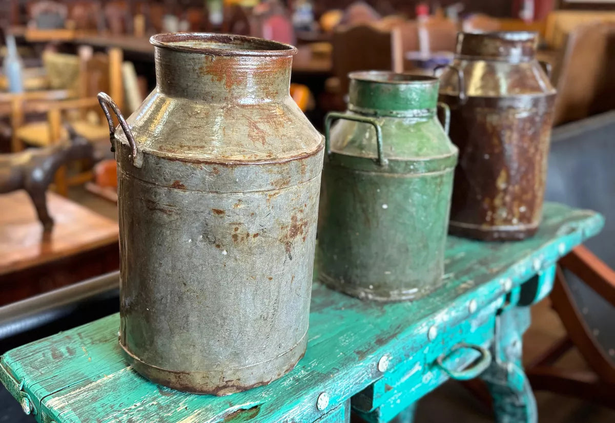 Antique and Original Milk Cans. 3 Pieces
