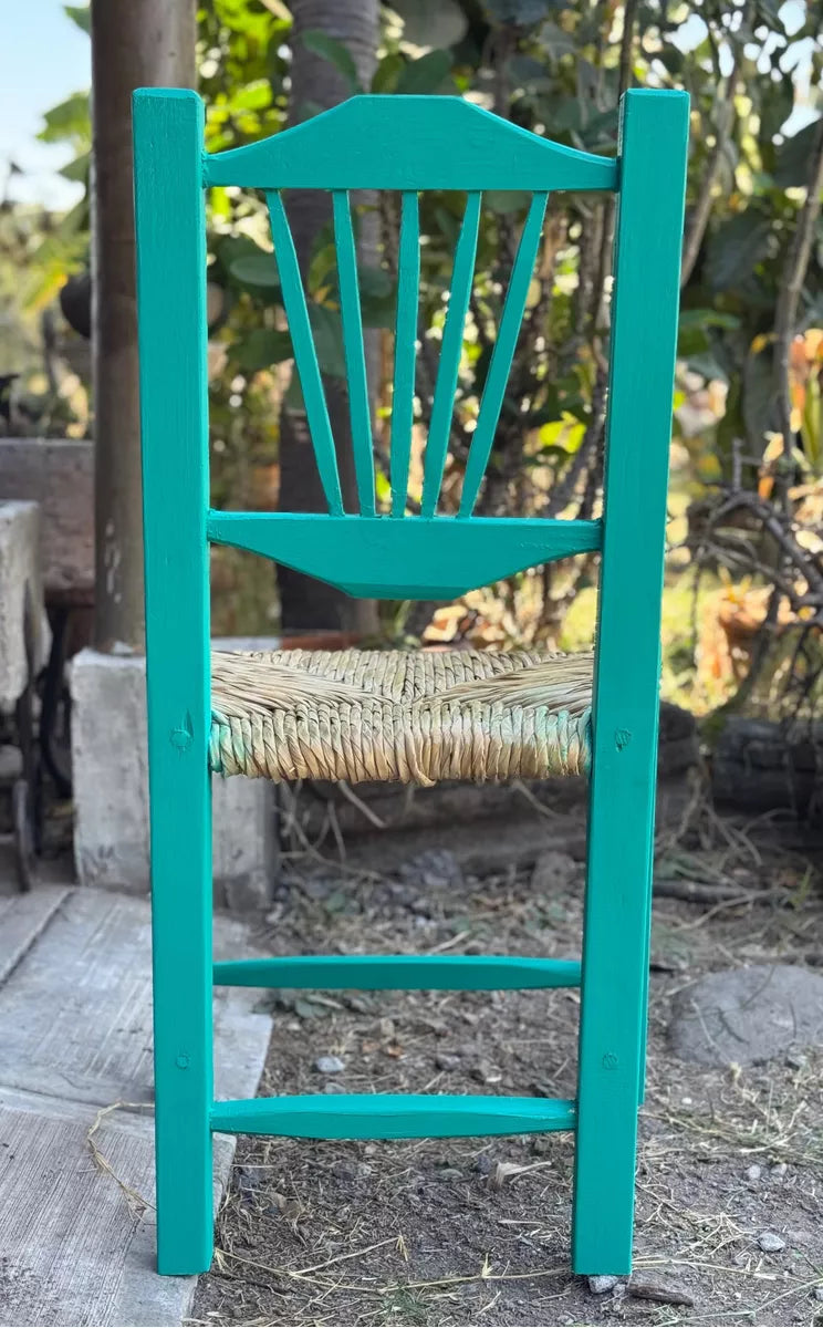 Silla Artesanal Madera Sustentable Estilo Verde Turquesa