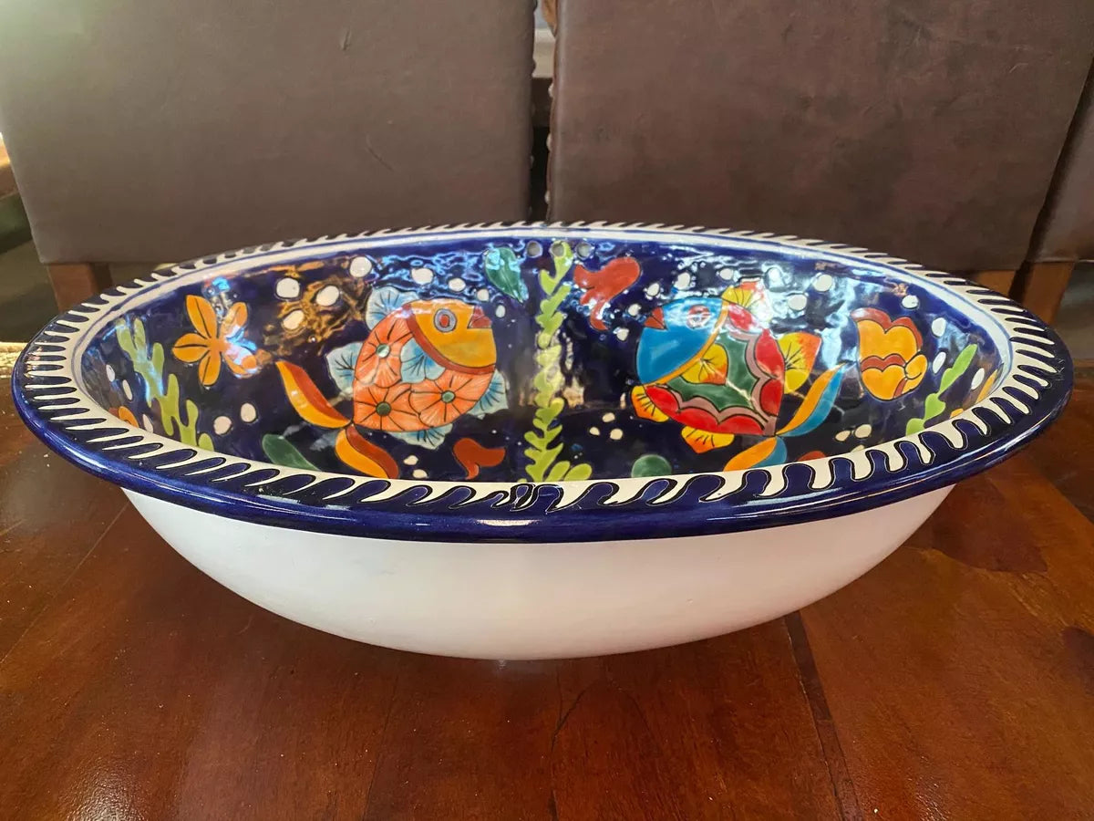Lavabo Ovalin Gigante Fina Talavera Estilo Antiguo Peces Agregar a favoritos