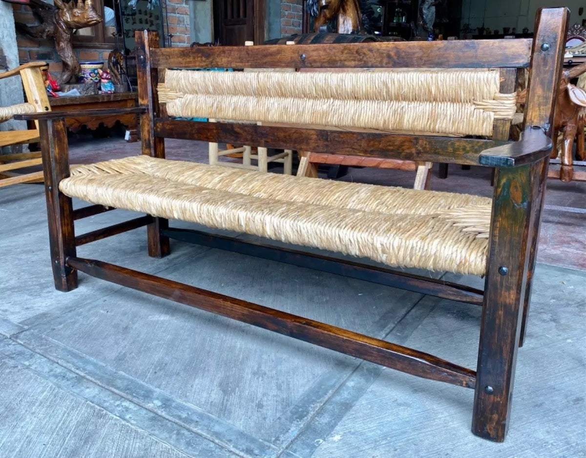 Beautiful Sustainable Handcrafted Bench for 3 People. Antique Style