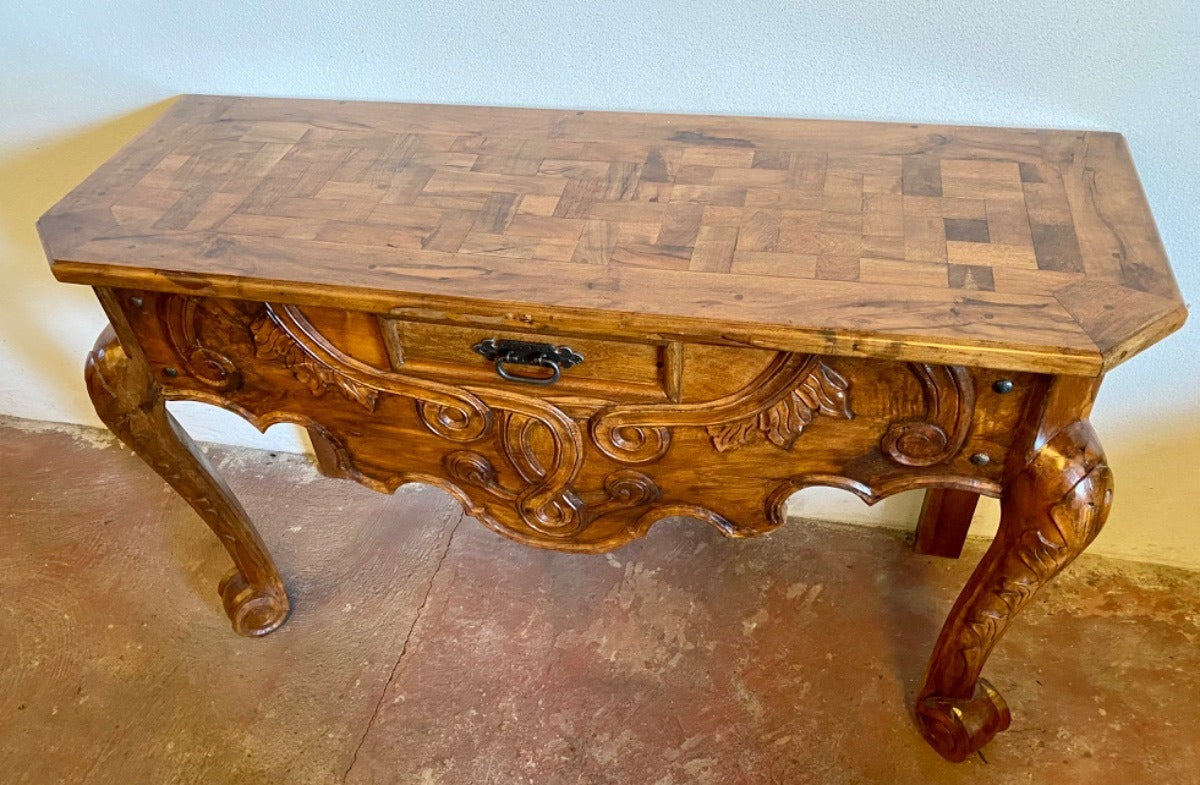 Mesquite Wood Carved Credenza in Ancient Conquest Style
