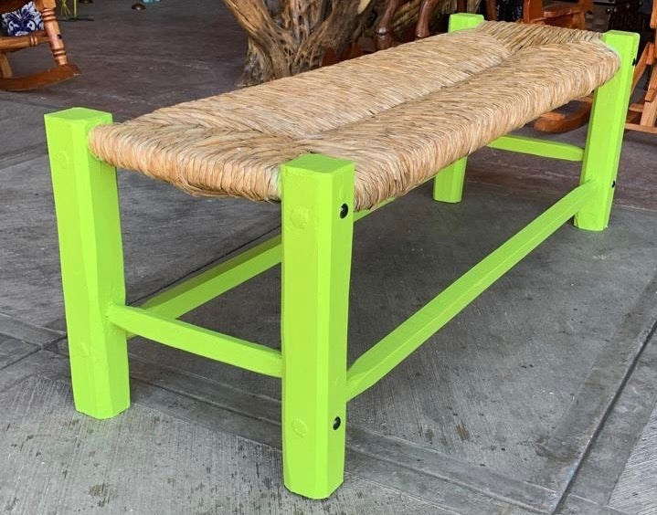 Green Sustainable Wood Antique Style Handcrafted Bench