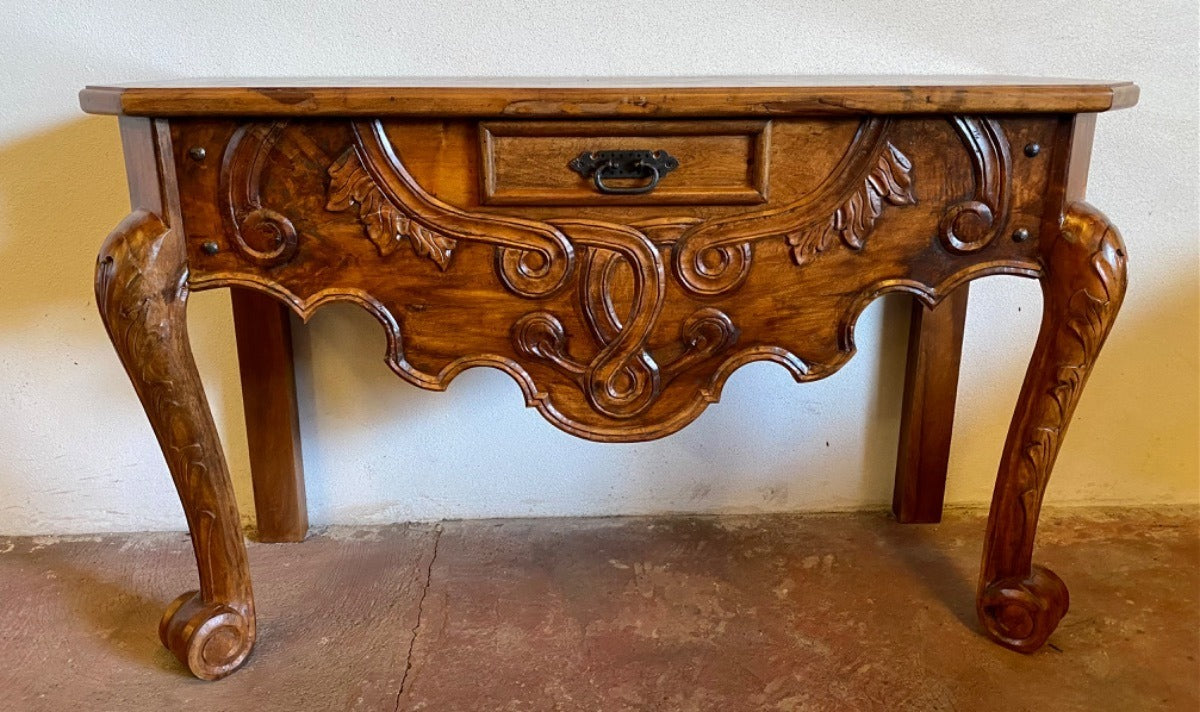 Mesquite Wood Carved Credenza in Ancient Conquest Style