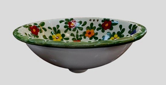 Beautiful Oval Sink in Fine Talavera, Antique Style.