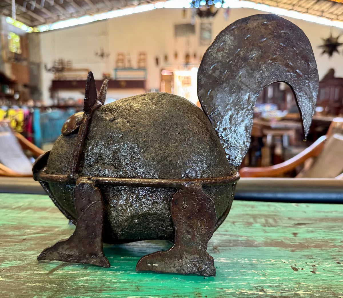 Antique Squirrel Sculpture Made of Stone and Metal. Very Original
