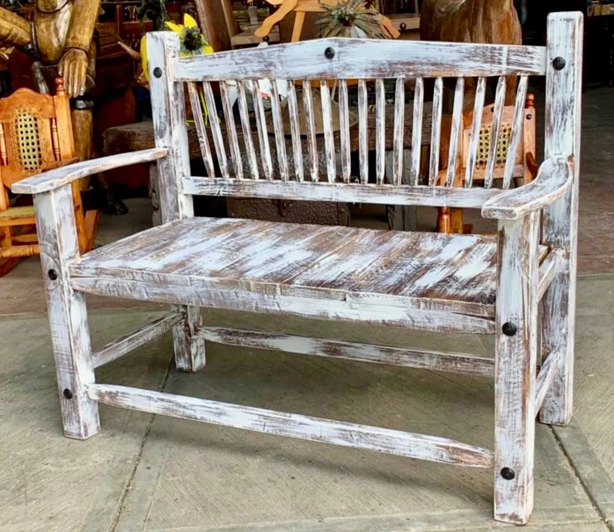 Sustainable Handmade Bench for 2 People in Vintage Style.