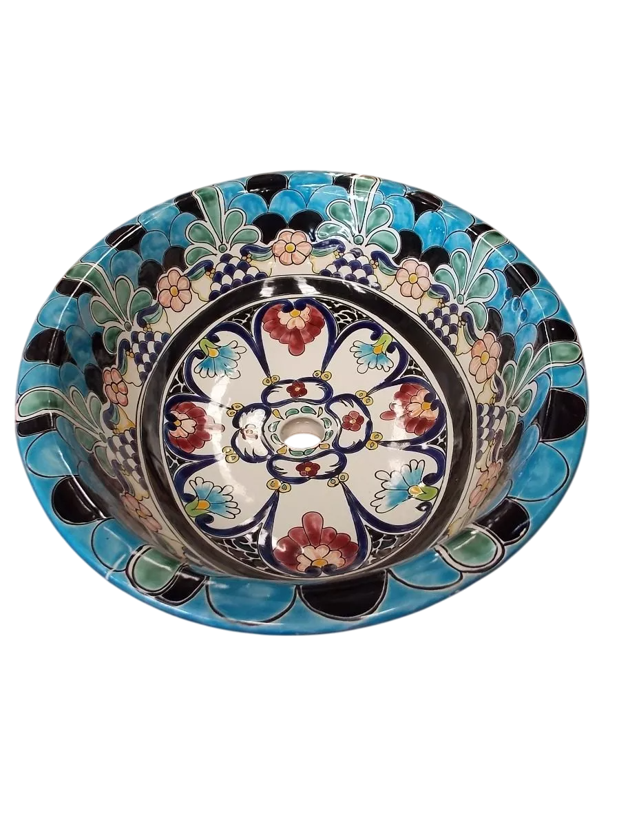 Gigante Lavabo Ovalin Talavera Fina Estilo Antiguo.