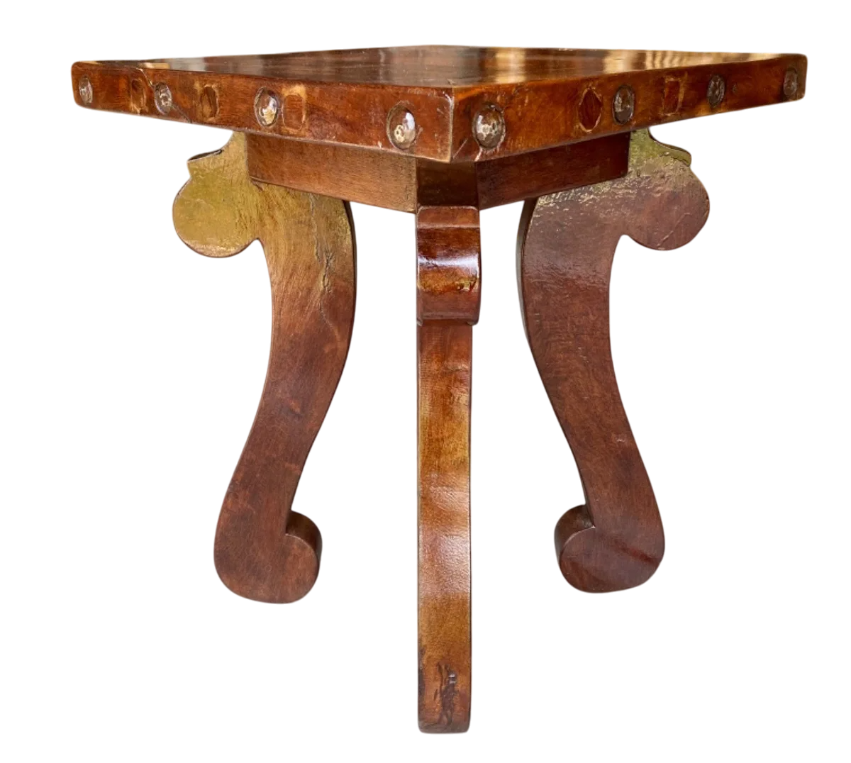 Antigua Y Original Mesa Lateral En Madera De Mezquite. Marrón Claro