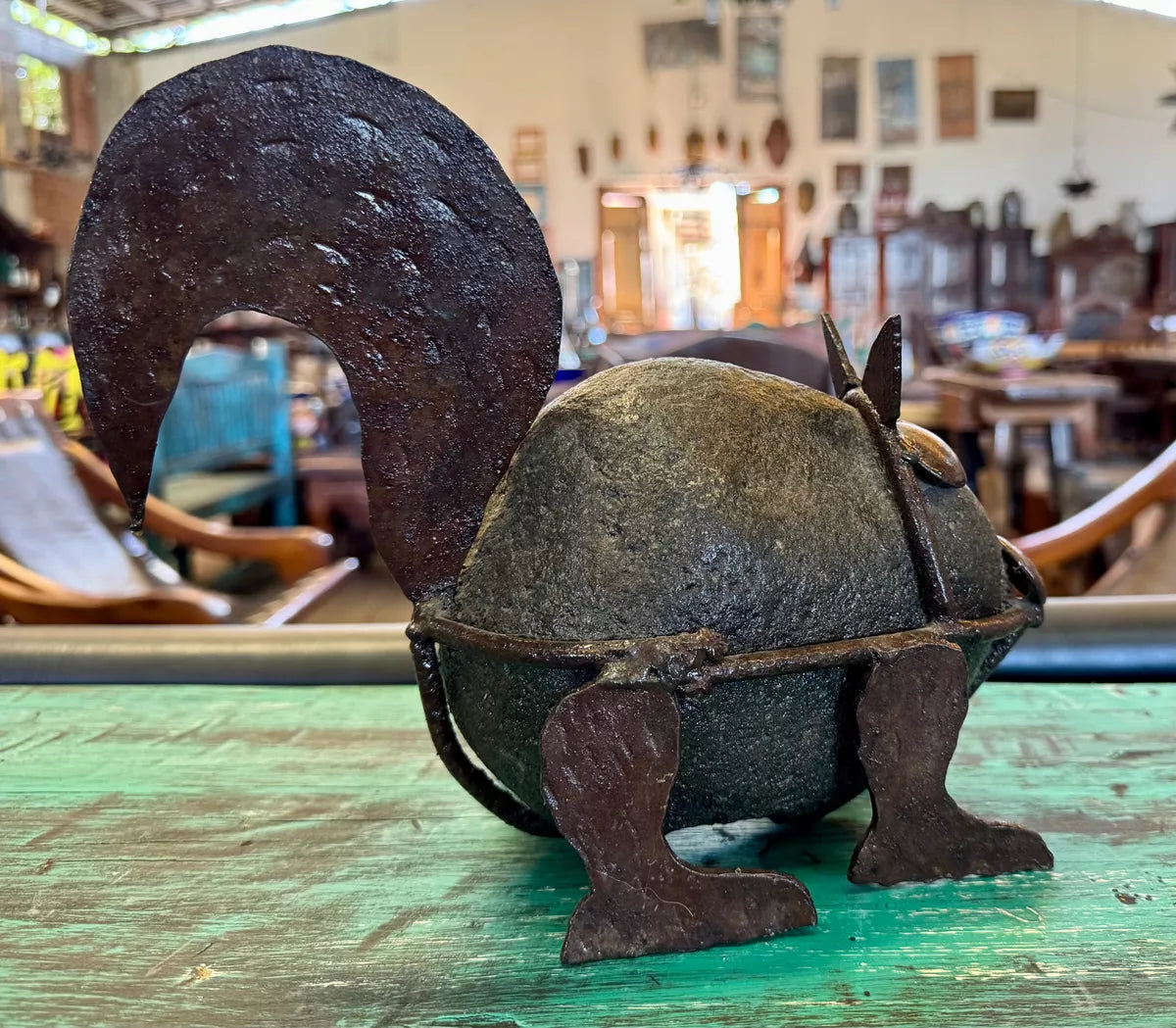 Antique Squirrel Sculpture Made of Stone and Metal. Very Original