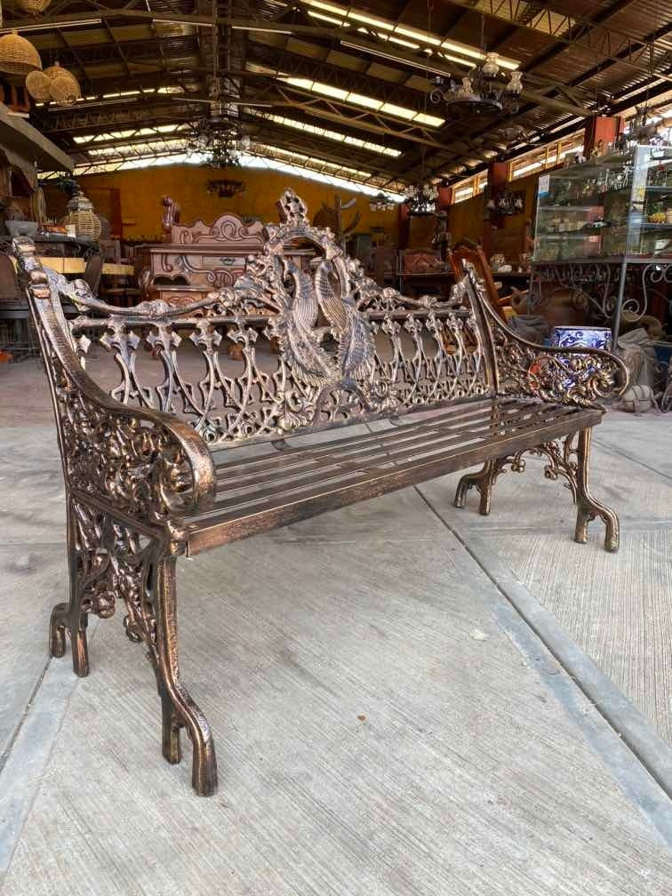 Reinforced Aluminum Bench for 2 People, Vintage Style
