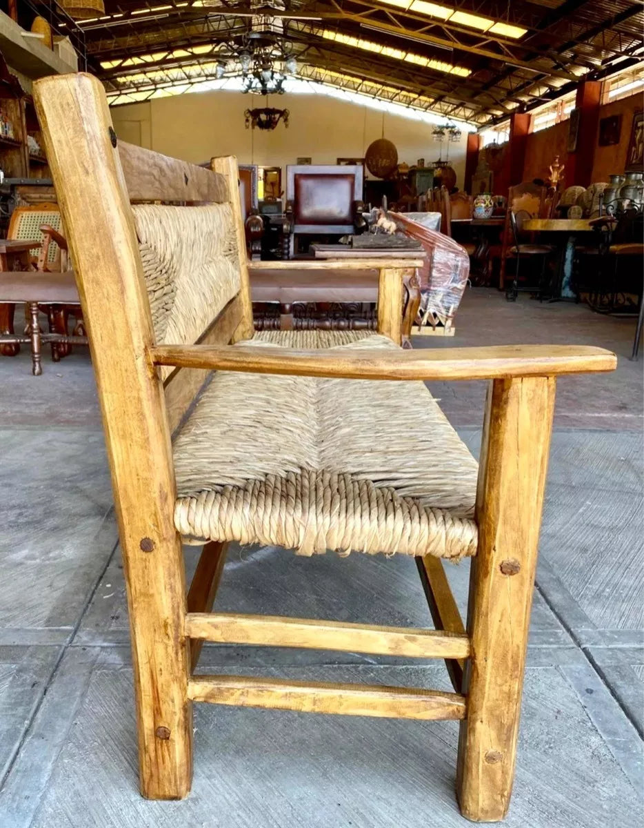 Sustainable 3-Person Antique Style Handcrafted Bench