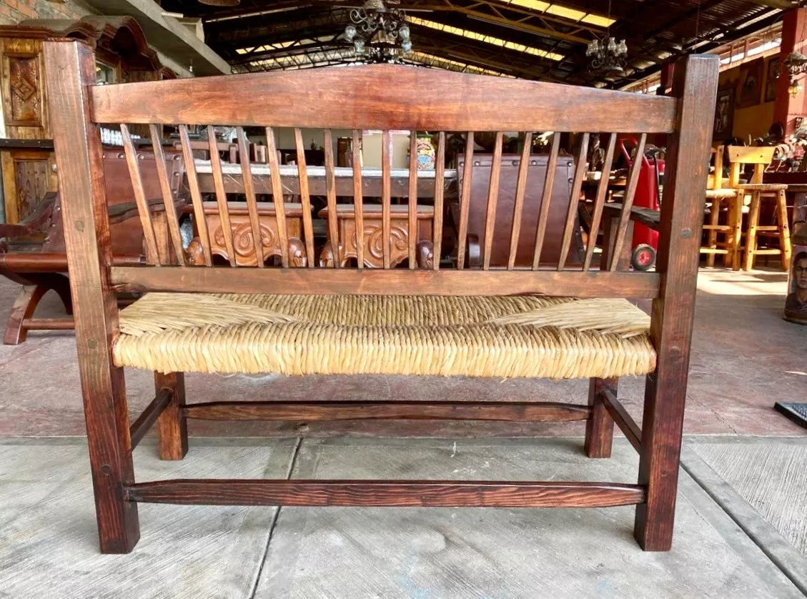 Sustainable Woven Antique Style 2-Person Handmade Bench