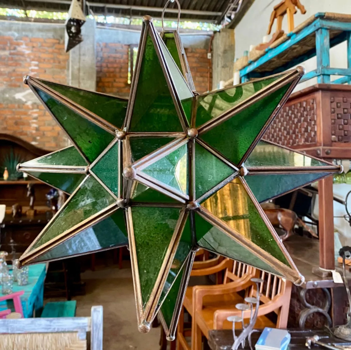 Estrella Lampara De Techo Metal Y Cristales Estilo Antiguo (Reacondicionado)