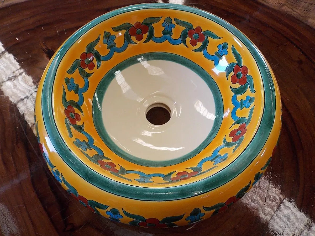 Round Talavera Countertop Sink. Antique Style