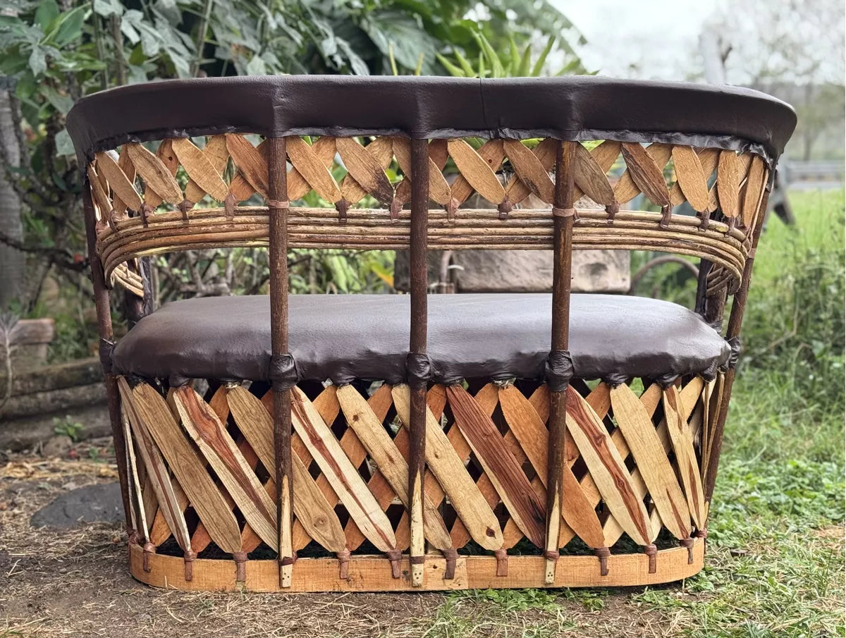 Antique Equipal Style 2 Person Love Seat Stakes.