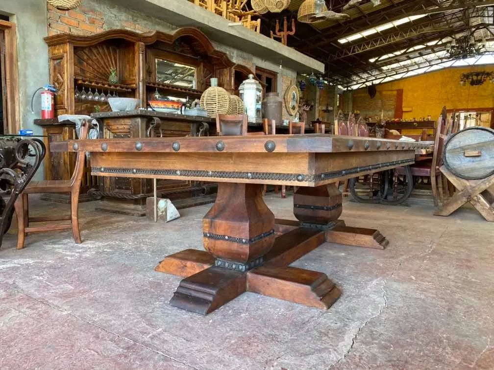 Mesa Comedor para 8 Personas Madera Mezquite Estilo Antiguo