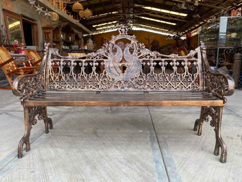 Reinforced Aluminum Bench for 2 People, Vintage Style