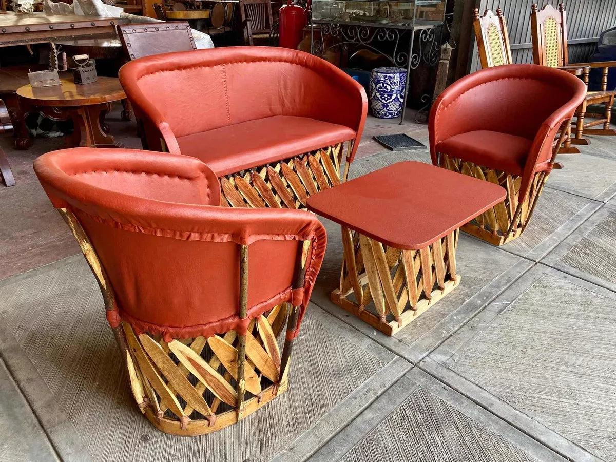 Equipal Handcrafted Room Made of Wood and Leather in an Antique Style.