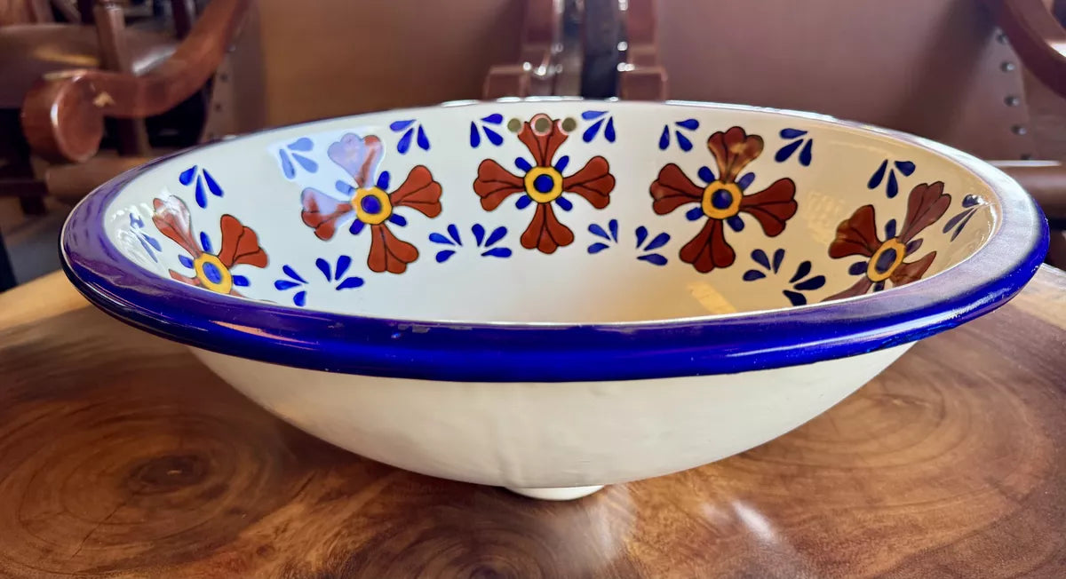 Lavabo Ovalin Artesanal Talavera Fina Estilo Antiguo Lomé 7