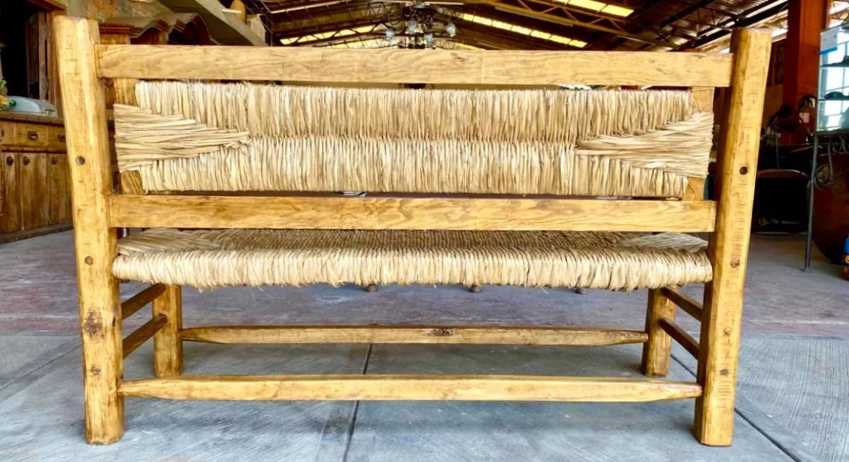 Sustainable 3-Person Antique Style Handcrafted Bench