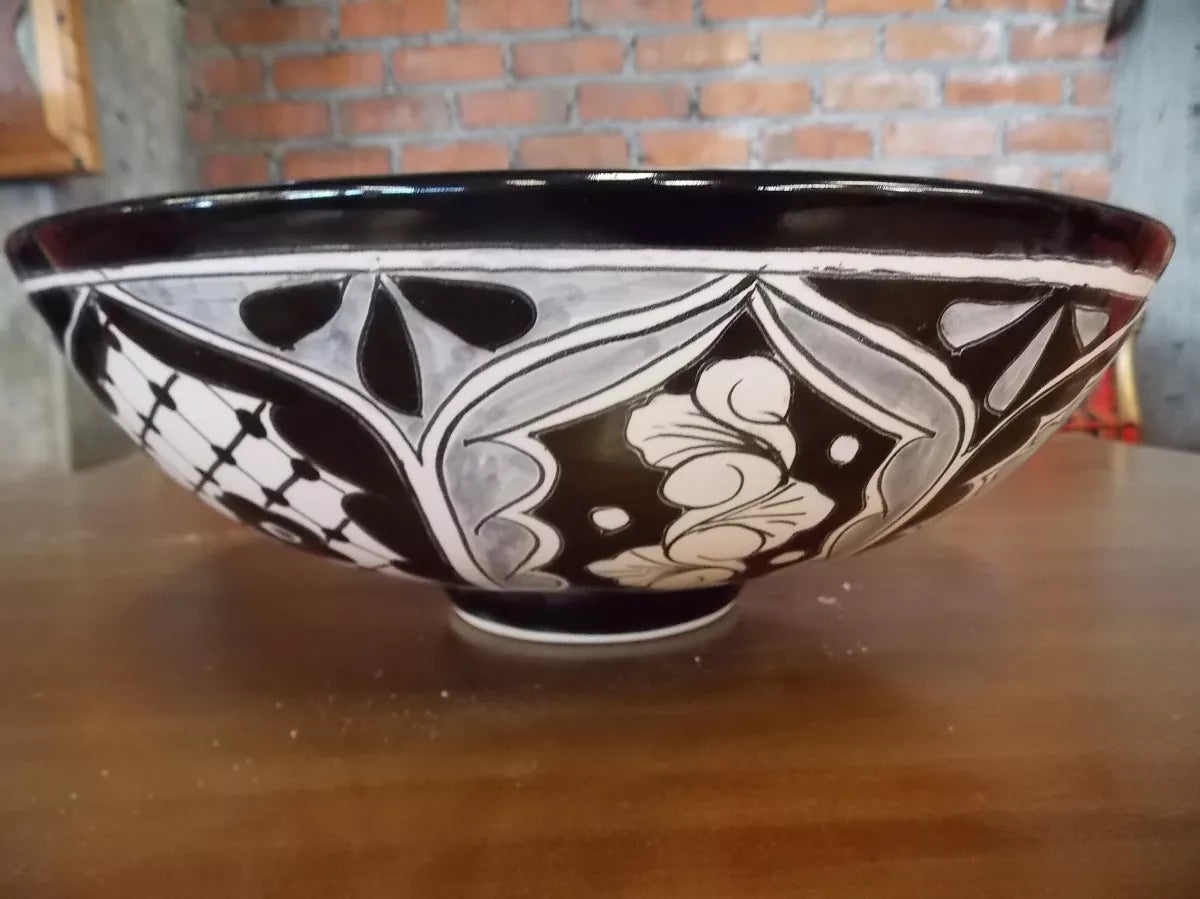Talavera Round Countertop Sink with Antique Style Glass