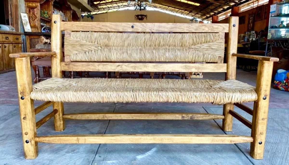 Sustainable 3-Person Antique Style Handcrafted Bench
