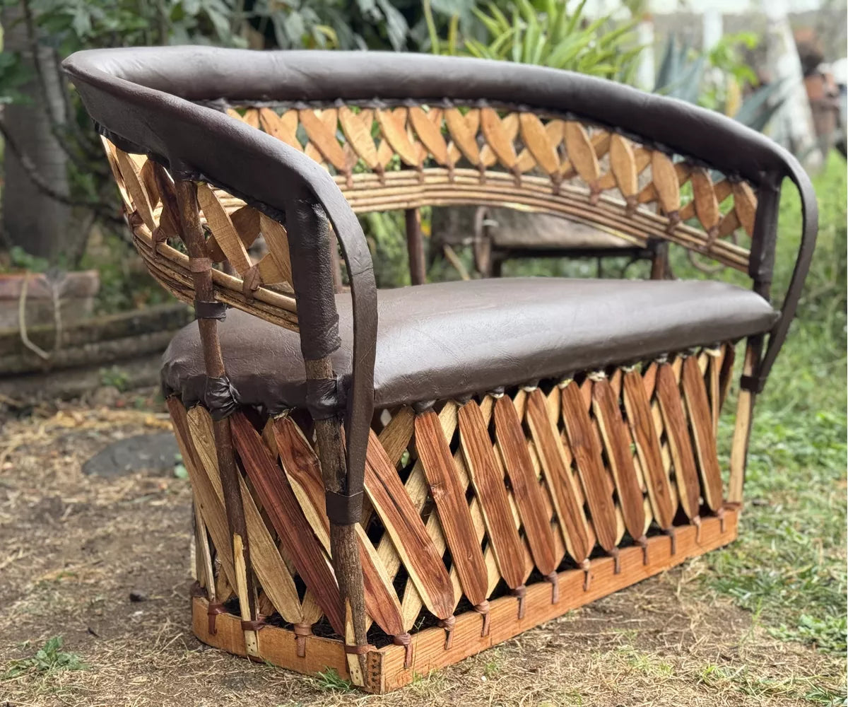 Antique Equipal Style 2 Person Love Seat Stakes.