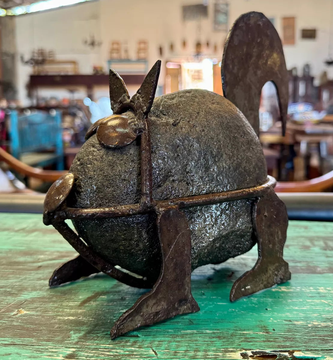 Antique Squirrel Sculpture Made of Stone and Metal. Very Original