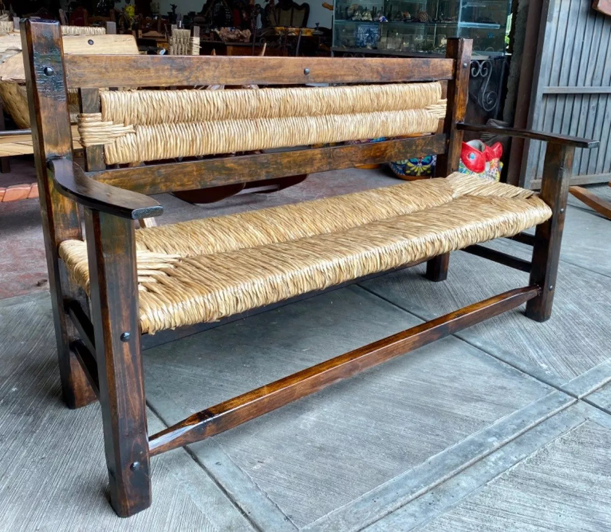 Beautiful Sustainable Handcrafted Bench for 3 People. Antique Style