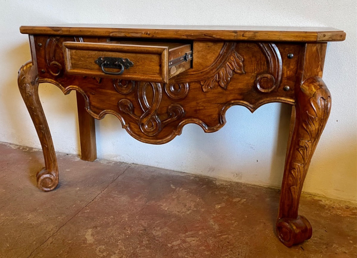 Mesquite Wood Carved Credenza in Ancient Conquest Style
