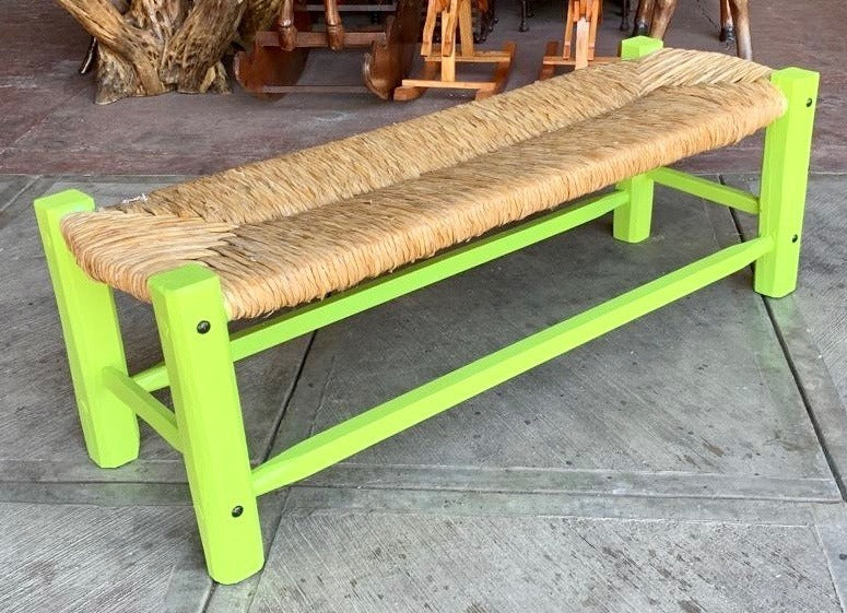 Green Sustainable Wood Antique Style Handcrafted Bench